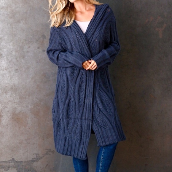 Paula Bean Jeans Boutique Sweaters - Winter duster sweater with a hood and pockets